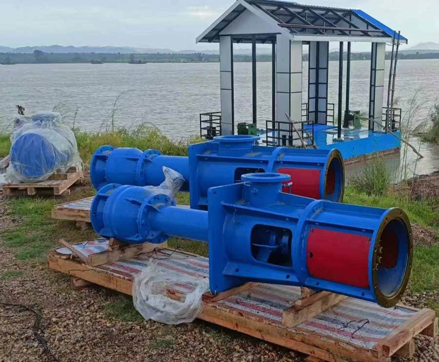 缅甸河道取水项目浮船式立式长轴泵(Vertical Turbine Pump ) 缅甸河道取水项目浮船式立式长轴泵(Vertical Turbine Pump )
